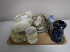 A tray containing a Royal Copenhagen squat vase and lidded trinket box,