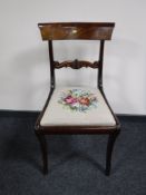 A Victorian mahogany tapestry seated dining chair,