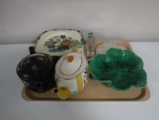 A tray containing sterling silver backed hand mirror,