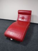 A red leather Barker and Stonehouse chaise longue