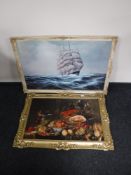 Two framed Peer Art prints - Archibald Russell by P. Harchington and still life with lobsters by S.