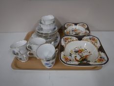A tray containing a twenty one piece Windsor Corn Flower tea service,