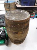 A coopered oak barrel