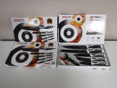 Three Swiss line five piece kitchen knife sets,