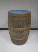 A coopered oak barrel