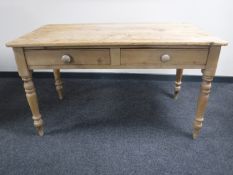 A Victorian pine kitchen table fitted two drawers CONDITION REPORT: This measures