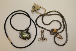 A collection of heavy silver jewellery