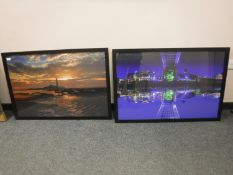Two contemporary framed pictures - Tynebridge and St Mary's island (2)