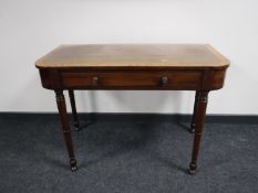 A Victorian mahogany d-shaped side table fitted a drawer