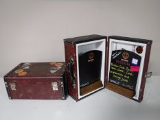 Two Baccardi briefcases containing miniature chalk boards and four Hubb bar mats