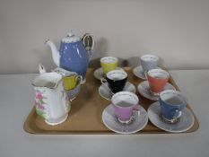 A tray of fifteen piece Windsor Zodiac tea service and a Royal Albert Blossom Time jug