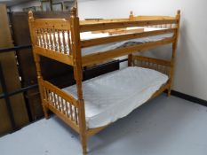 A set of pine bunkbeds with interiors