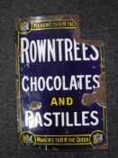 An early twentieth century Rowntrees chocolate and pastilles enamelled sign