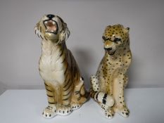A large chalk figure of a leopard and a figure of a tiger (2)