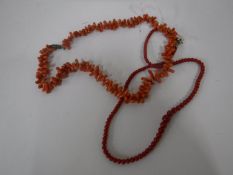 Two vintage coral necklaces (2)
