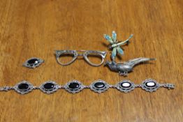 A collection of silver marcasite jewellery