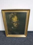 A gilt framed Rembrant print - the man with the gold helmet