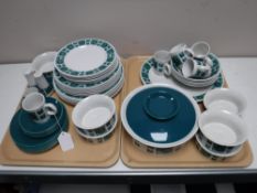 Fifty pieces of 1970's Crown Clarence Ironstone green and white tea and dinner ware.