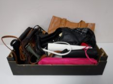 A box of assorted leather and other handbags and clutch bags by Jigsaw, Oasis, River Island, Next,