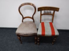 Two antique walnut dining chairs