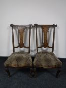 A pair of Victorian inlaid mahogany bedroom chairs