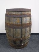 A coopered oak barrel