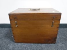 A Victorian mahogany box with brass carrying handle