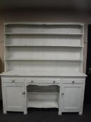 A painted pine kitchen dresser,