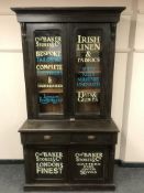 A Victorian and later glazed door cabinet - Irish Linen,