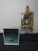 An antique ornate gilt framed mirror (a/f),