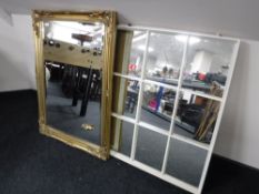 A gilt framed bevel edged overmantel mirror,