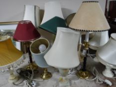 Three pairs of marble table lamps and seven other assorted lamps