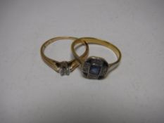 A diamond solitaire ring, together with a diamond cluster ring CONDITION REPORT: 3.