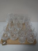 A tray of lead crystal glassware