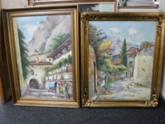 Two gilt framed oils on canvas, a W.