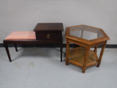 A mahogany Stag Minstrel telephone table, fitted a drawer,