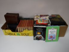 Two boxes containing books, relating to gardening, autobiographies,