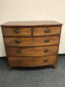 A Victorian mahogany five drawer bow fronted chest,