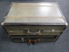 A pair of early twentieth century wardrobe luggage cases