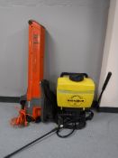 A Flymo garden vac together with a Lurmark garden sprayer