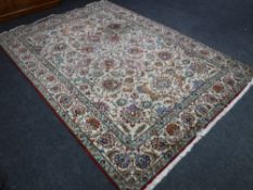 A fringed Eastern carpet