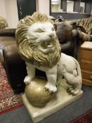 A pair of garden lion figures,
