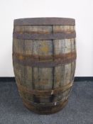 A coopered oak barrel