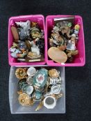 Three boxes containing continental tea sets,