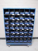 An industrial metal pigeon hole trolley