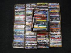 Nine small boxes of DVDs