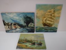 Three unframed oils; a D.C.