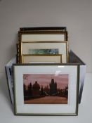 A box of assorted pictures and prints inc.