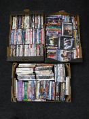 Three boxes of assorted DVDs