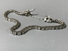 A 14ct white gold diamond tennis bracelet, 10g, approximately 3ct.